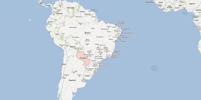 Karte Paragvaja dienvidamerikā