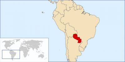 Paragvaja atrašanās vietu uz pasaules kartes